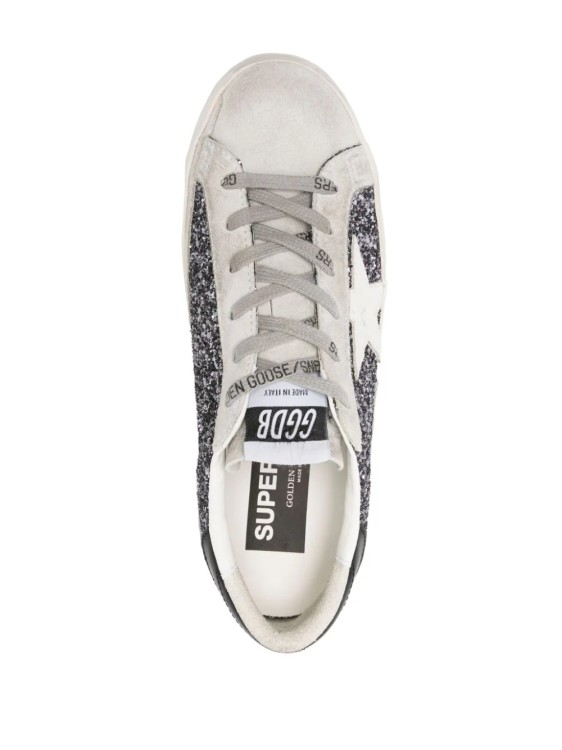 Shop Golden Goose Gray Super-star Glittered Sneakers In Grey