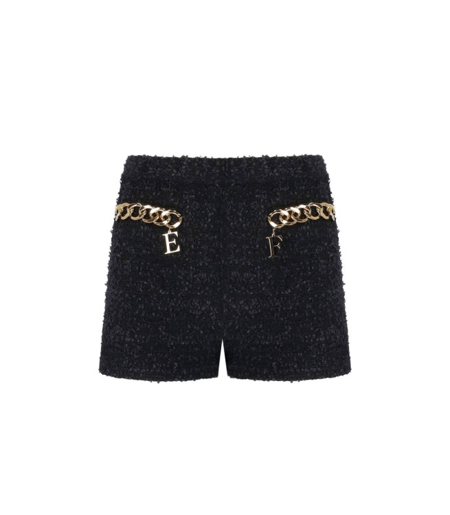 Shop Elisabetta Franchi Black Shorts With Chain