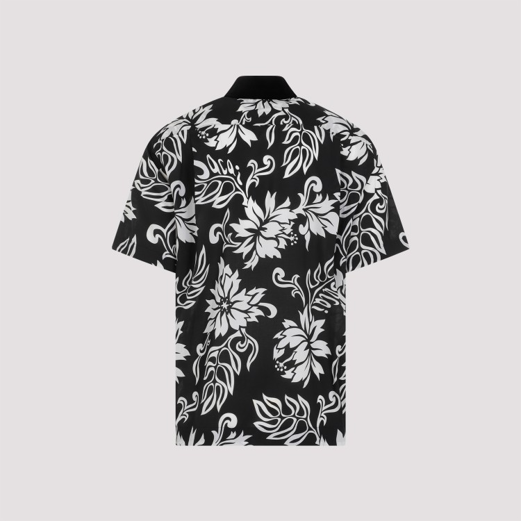 Shop Sacai Black Floral Print Shirt In Grey