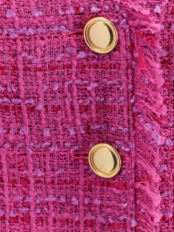 Shop Tagliatore Tweed Blazer With Frayed Profiles In Pink