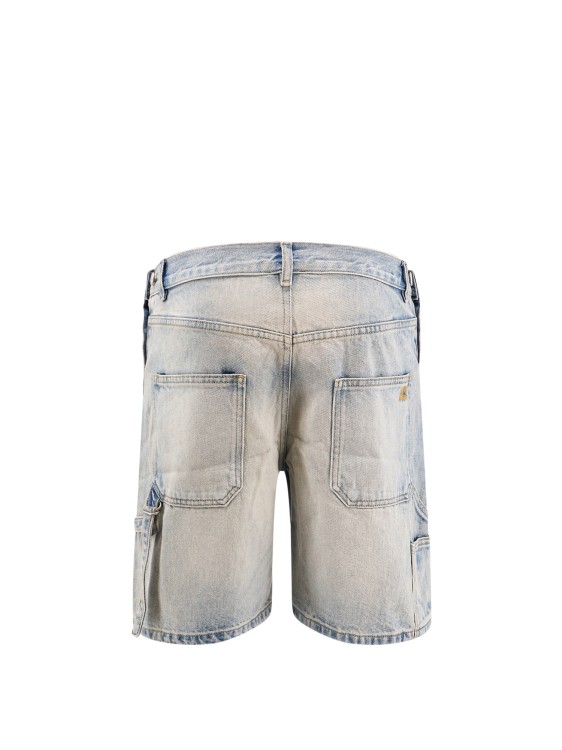 Shop Courrèges Denim Bermuda Shorts With Embroidered Logo In Blue
