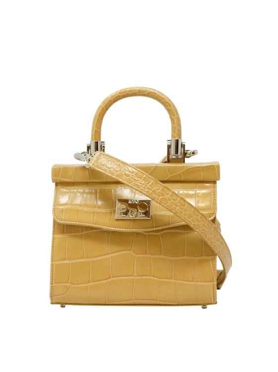 Rodo Sahara Croco Leather Paris Handbag In Brown
