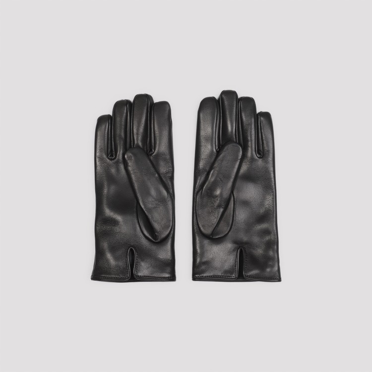 Giorgio Armani Black Leather Gloves In Black