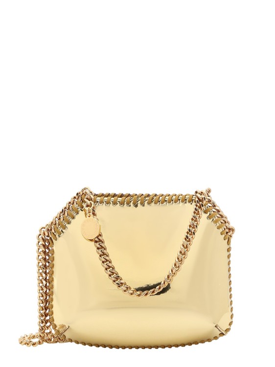 Shop Stella Mccartney Mirrored Alter Mat Shoulder Bag With Logoed Charm In Yellow
