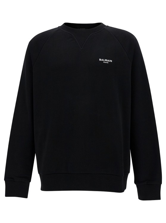 Shop Balmain Black Crewneck Sweatshirt