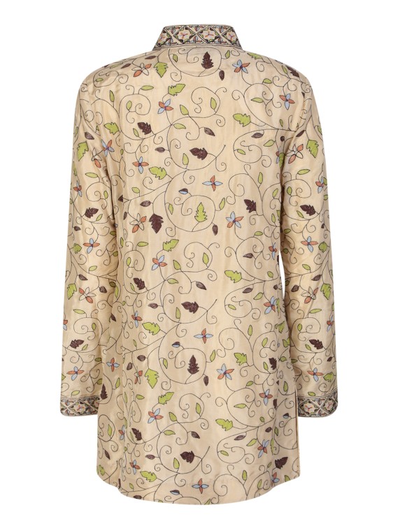 Shop Tory Burch All-over Floral Print Silk Tunic In Neutrals