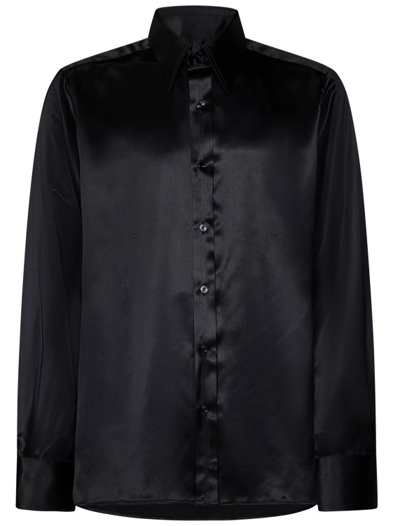 Shop Tom Ford Slim-fit Long-sleeved Shirt In Black