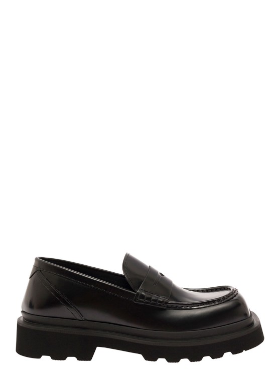 Shop Dolce & Gabbana Black Squared-toe Loafers With Chunky Platform In Leather
