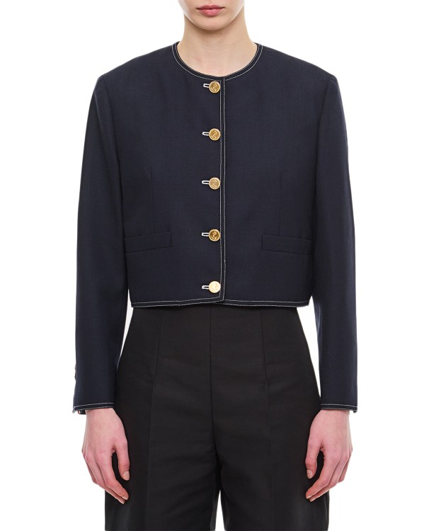 Thom Browne Women's Box Pleat Wool Cardigan Jacket In Black