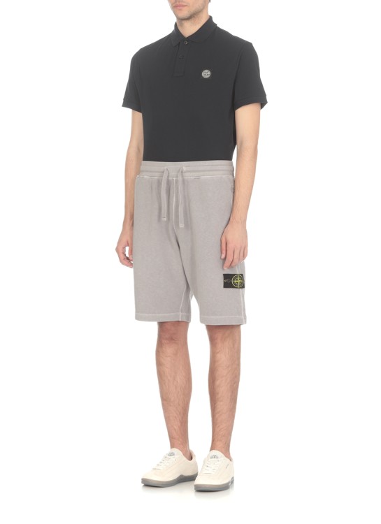 Shop Stone Island Grey Cotton Bermuda Shorts