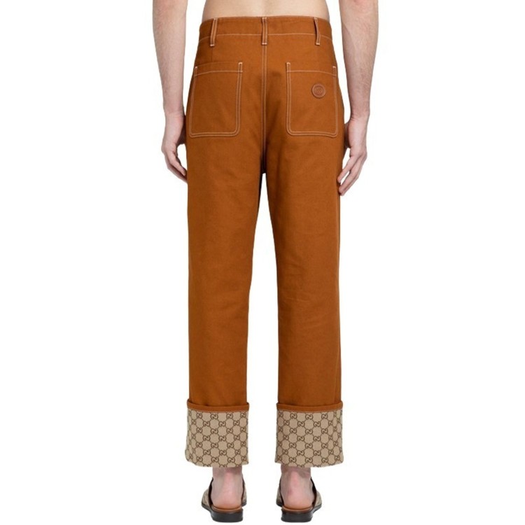 Shop Gucci Gg Cotton Pants In Brown