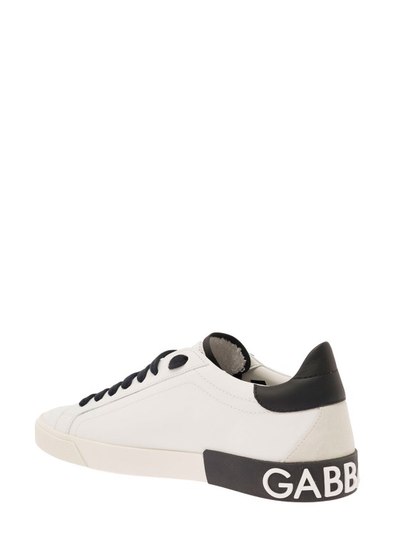Shop Dolce & Gabbana Portofino' White Low Top Sneakers With Logo Lettering Detail In Smooth Leather