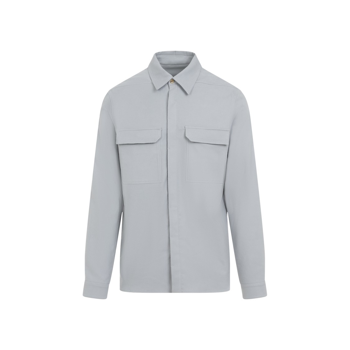 Rick Owens Work Shirt With Double Stitching And Flap Pockets In Blue