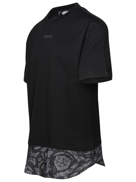 Shop Versace Logo Black Cotton T-shirt