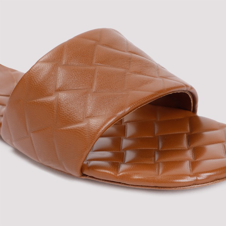 Shop Bottega Veneta Cognac Nappa Leather Amy Flat Sandal In Brown