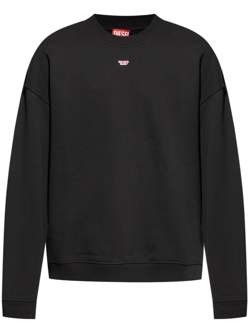 Shop Diesel Casual Cotton Sweatshirt With Ribbed Stretch And Signature Logo In Black