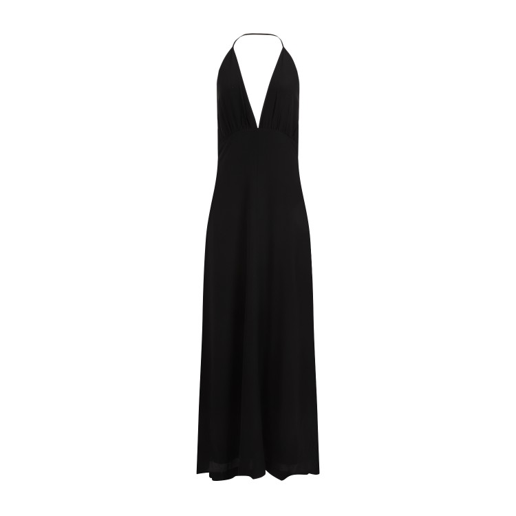 Shop Totême Black Double-halter Silk Dress