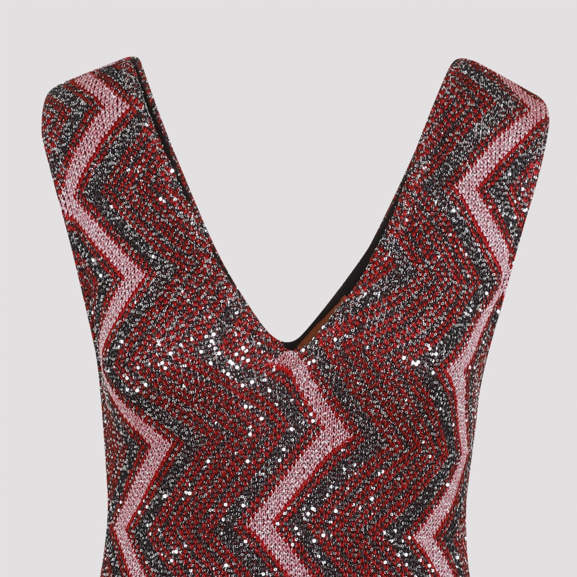 Shop Missoni Maxi Dress With V-neck And Metallic Zigzag Pattern In Multicolor