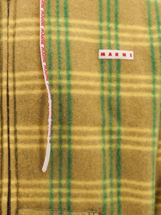 Shop Marni Madras Coat With Hood And Logo Label In Yellow