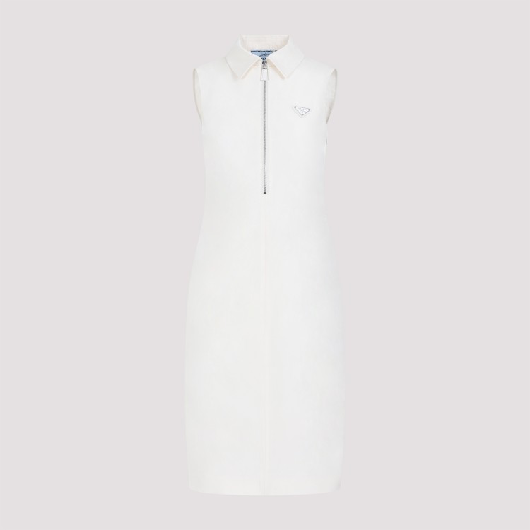 Shop Prada Ivory Silk Midi Dress In White