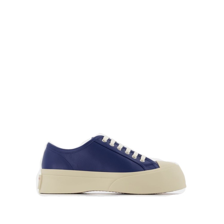 Shop Marni Pablo Lace-up Sneakers - Blue - Leather In Neutrals
