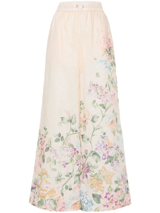 Shop Zimmermann Halliday Floral-print Palazzo Trousers In Multicolor