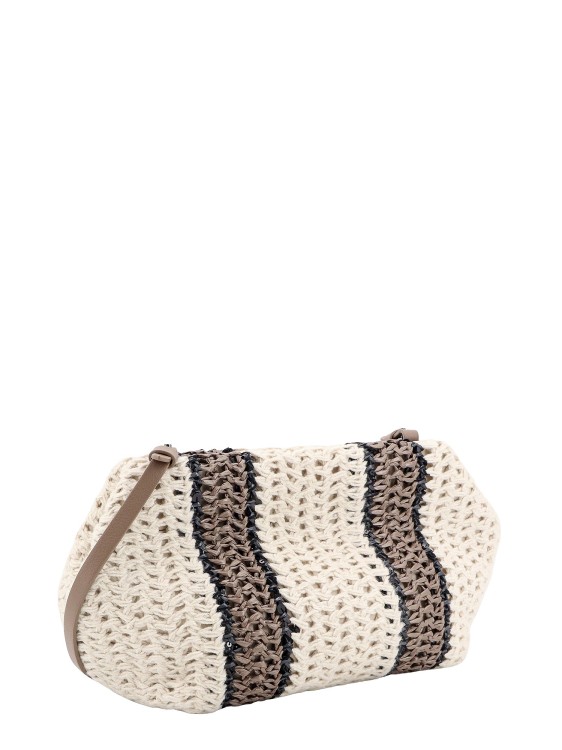 Shop Brunello Cucinelli Knitted Bag With Rafia Effect In Neutrals