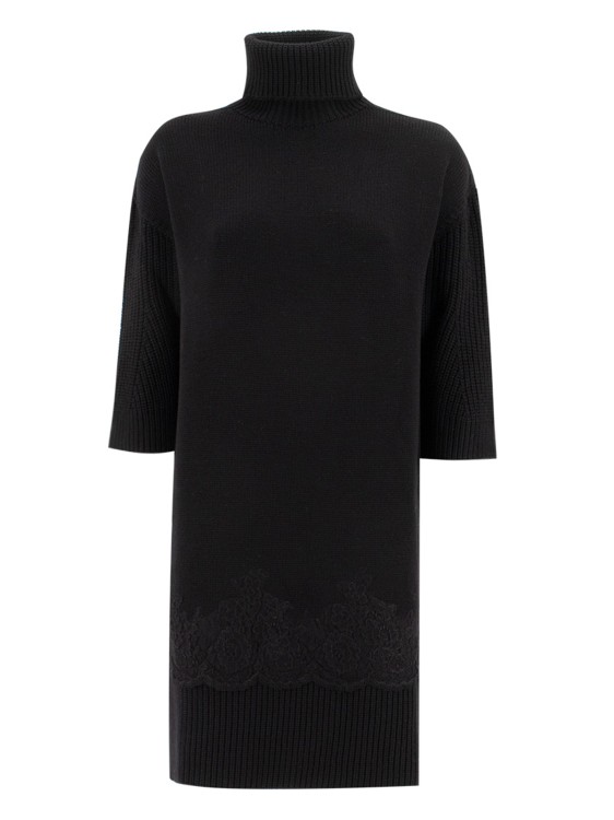 Ermanno Scervino Black High Necked Wool Dress