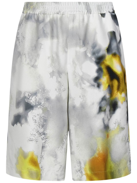 Shop Alexander Mcqueen White And Yellow Viscose Shorts