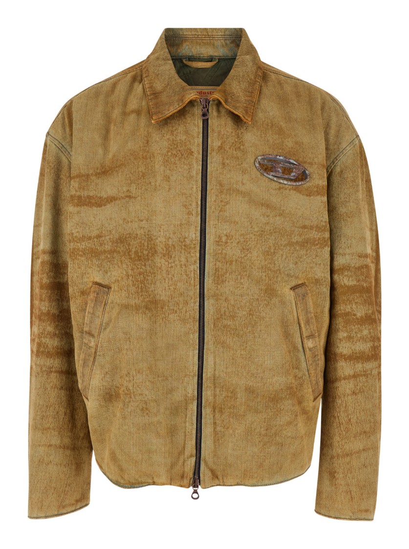 Shop Diesel Rust Oval D Denim Jacket With Unique Texture In Brown