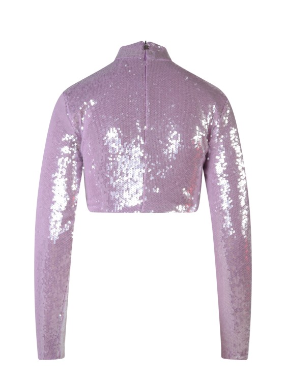 Shop Rotate Birger Christensen Crop Fit Top With All-over Sequins In Purple