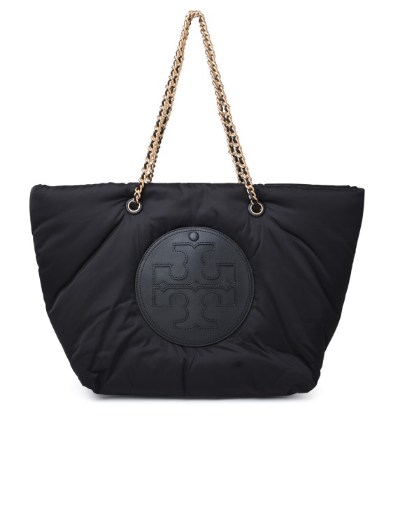Shop Tory Burch Ella' Black Recycled Polyester Shopping Bag