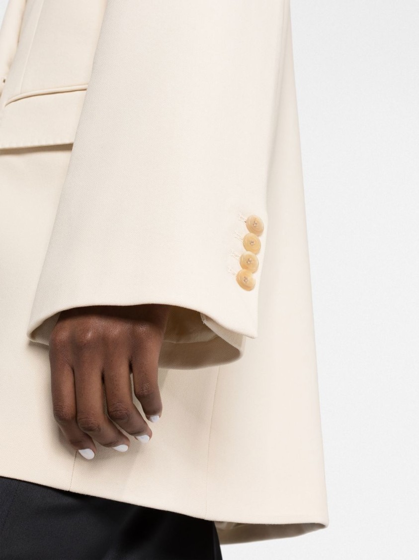 Khaite Wool Blend Double-breasted Jacket In Neutrals