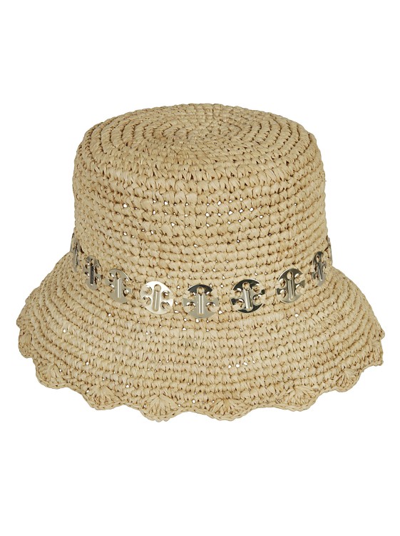 Shop Rabanne Beige Embellished Sun Hat In Neutrals