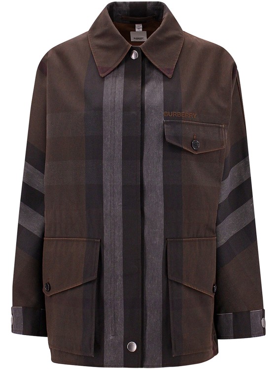 Shop Burberry Iconic Tartan Motif Jacket In Brown