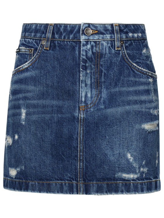 Shop Dolce & Gabbana Blue Jeans Skirt In Green