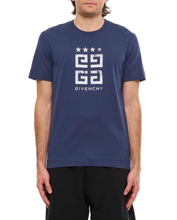 Givenchy Vintage Logo 4 G Cotton T Shirt In Blue