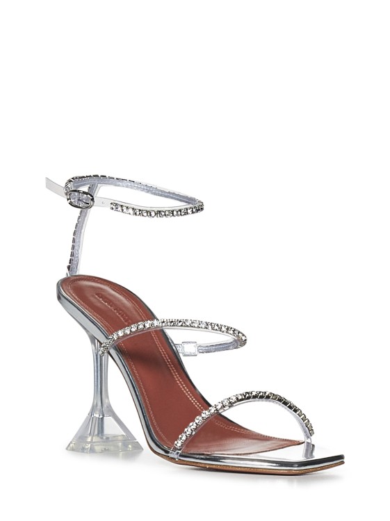 Shop Amina Muaddi Transparent Pvc Gilda Glass Sandals In Silver