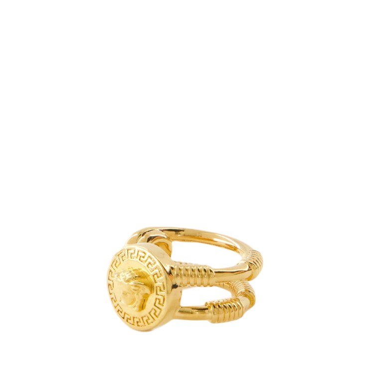 Shop Versace Medusa Safety Pin Ring - Metal - Gold In Not Applicable