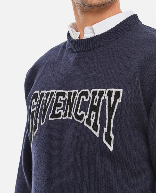 Shop Givenchy College Embroidery Crewneck Sweater In Black