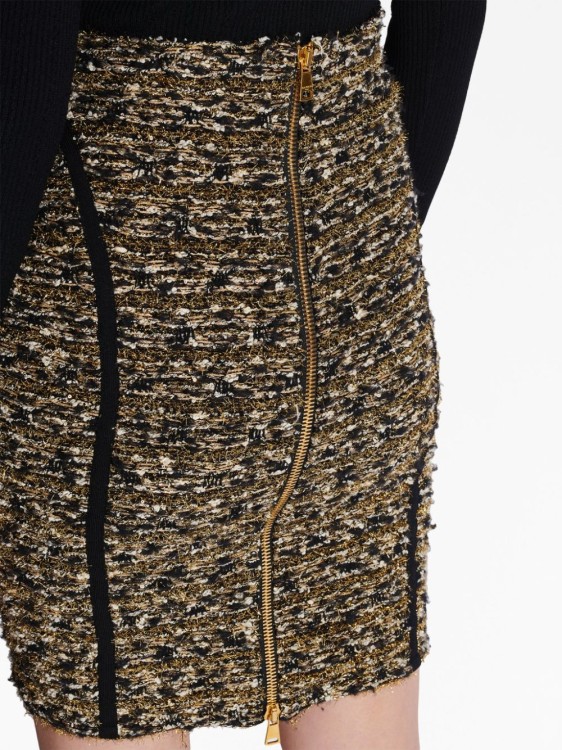 Shop Balmain Tweed Knee-length Skirt In Grey