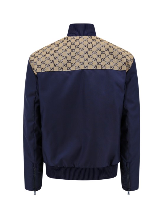 Shop Gucci Nylon Padded Jacket With Gg Fabric Insert In Black
