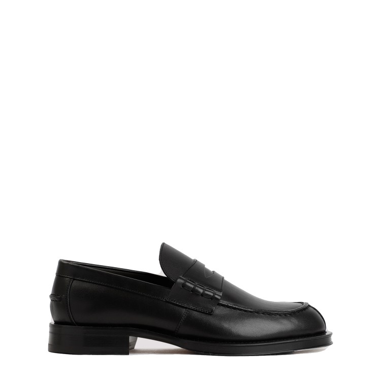 Shop Lanvin Black Calf Leather Medley Loafers