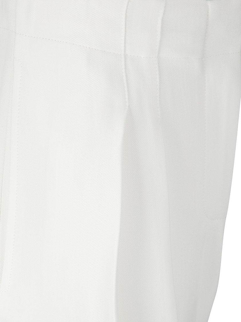 Mugler Pleated Tapered Twill Trousers In White