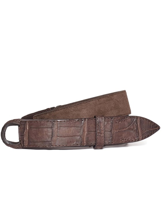 Orciani Nobuckle Belt With Moors Head In Brown