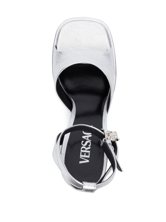 Shop Versace Medusa Platform Leather Sandals In White