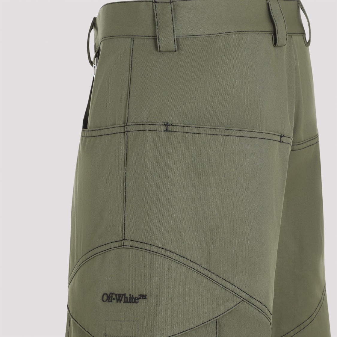 Shop Off-white Army Green Cotton Straight Cargo Pant