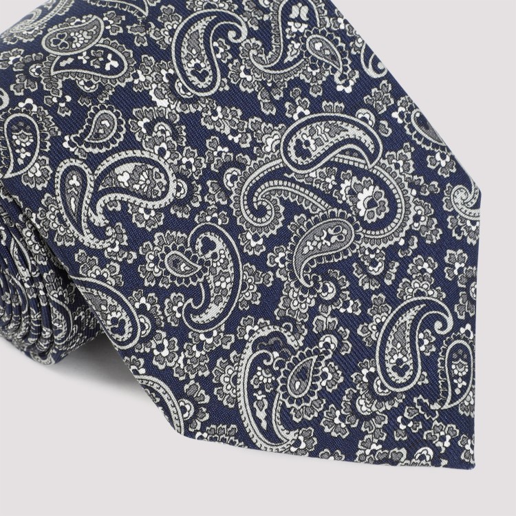 Shop Dunhill Black Ink Mulberry Silk Paisley Printed 8cm Tie