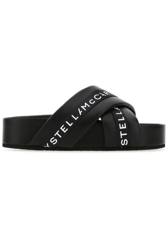 Shop Stella Mccartney Black Logo Slippers