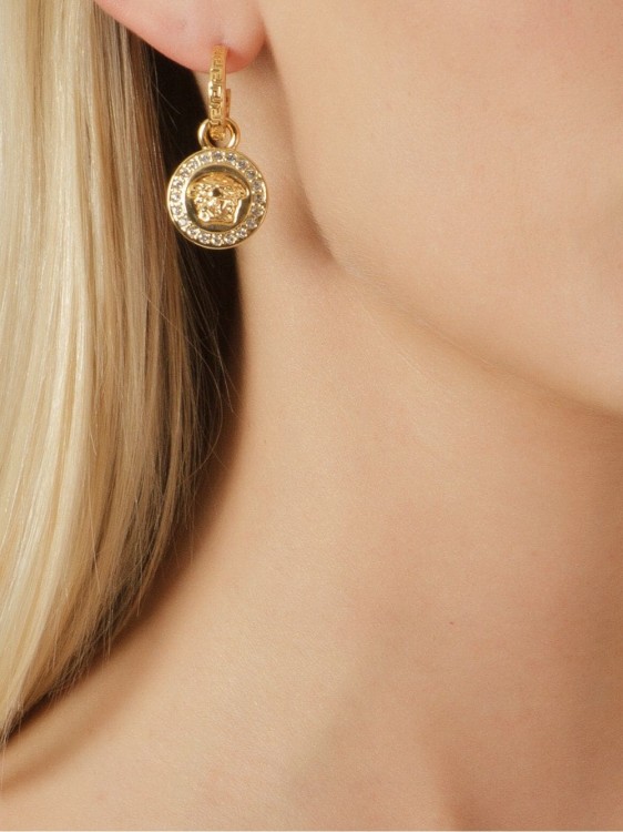 Shop Versace Greca And Medusa Drop Earrings In Not Applicable